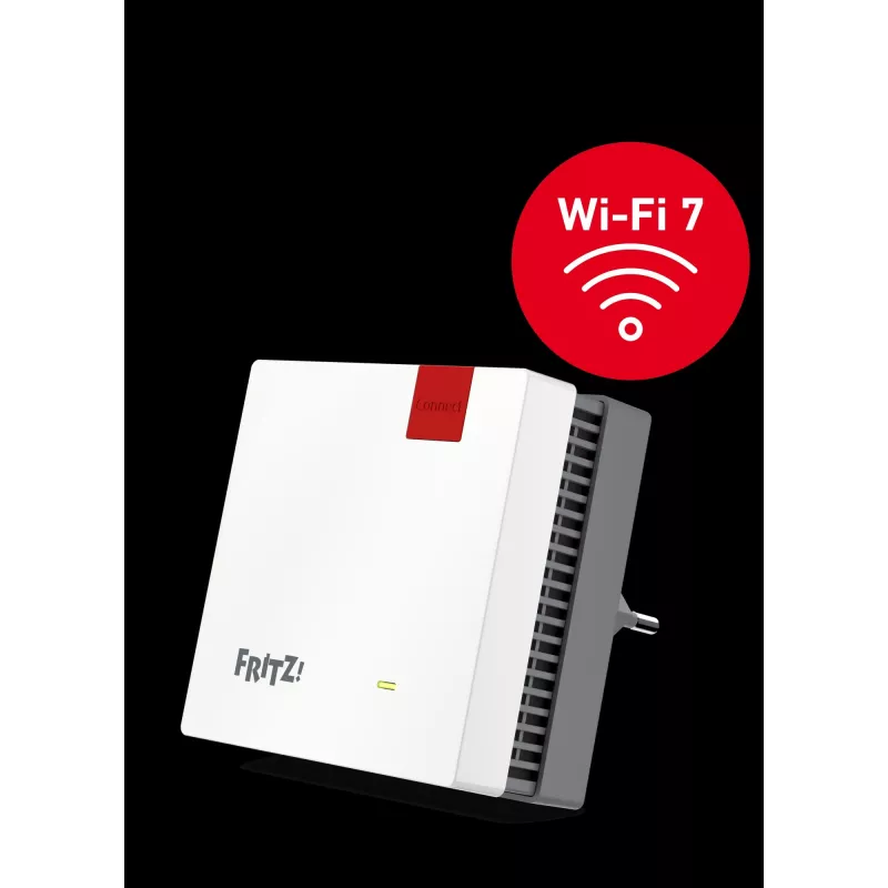 FRITZ! 20003134 mesh Wi-Fi süsteem, kahesageduslik (2,4 GHz / 5 GHz), Wi-Fi 7 (802.11be), punane, valge, 1 x sisemine