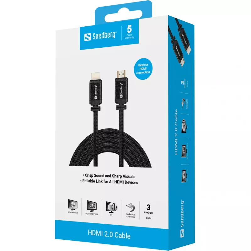 HDMI-kaabel Sandberg HDMI 2.0 19M-19M 3m