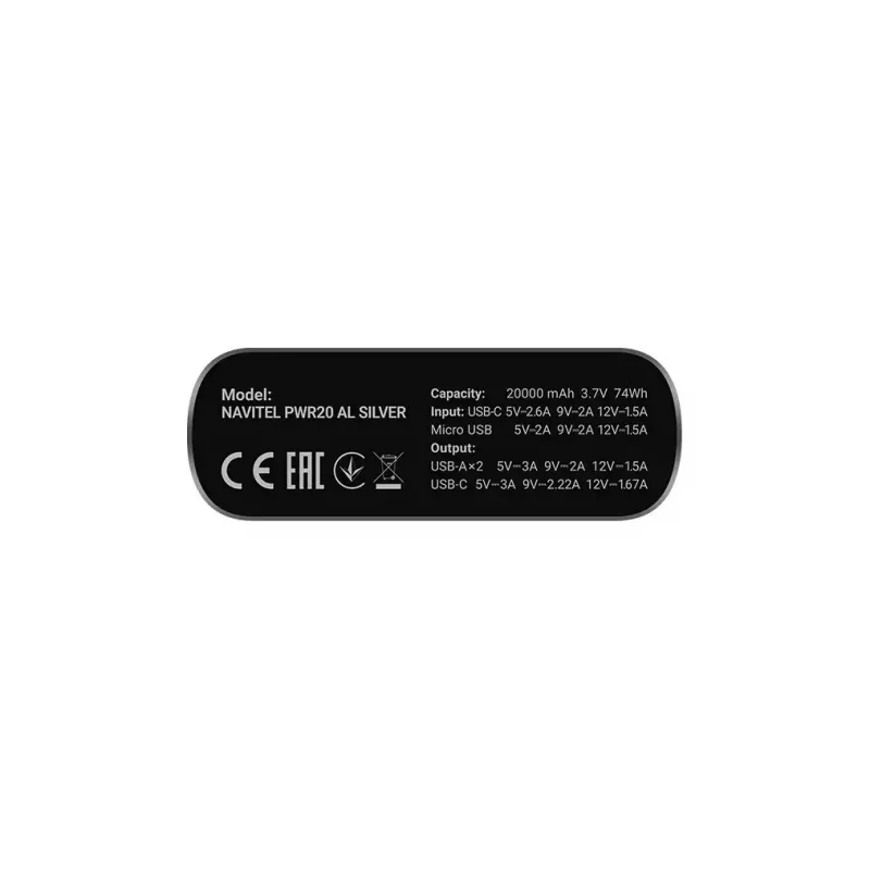 Kaasaskantav akupank Navitel PWR20 AL SILVER 20000 mAh