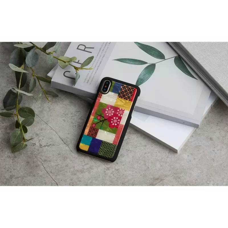 Nutitelefoni ümbris iKins iPhone XS/S jaoks — Cherry Blossom Valge disain, kaitsev kõva kest