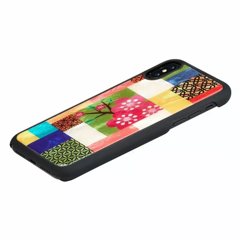 Nutitelefoni ümbris iKins iPhone XS/S jaoks — Cherry Blossom Valge disain, kaitsev kõva kest