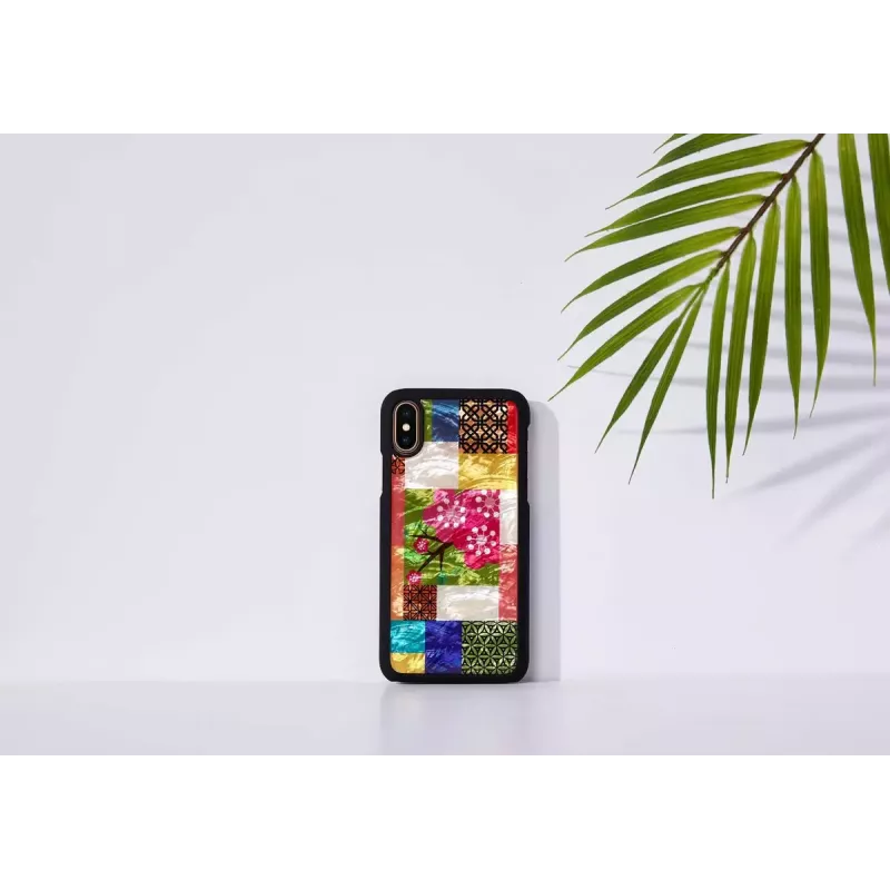 Nutitelefoni ümbris iKins iPhone XS/S jaoks — Cherry Blossom Valge disain, kaitsev kõva kest