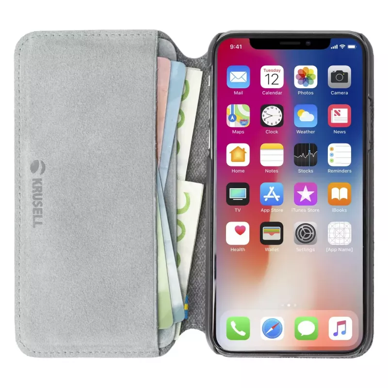 Folio-ümbris Krusell Broby 4 Card SlimWallet iPhone X/XS jaoks, hall