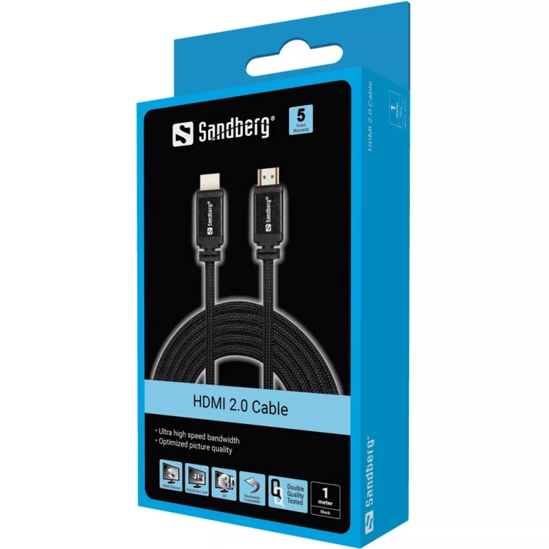 HDMI-kaabel Sandberg HDMI 2.0 19M-19M 1m