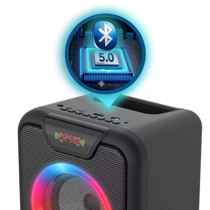 Kaasaskantav Bluetooth-kõlar MANTA SPK816 — 30W RMS, Bluetooth 5.0, USB/SD/AUX, FM, 4h aku, Must