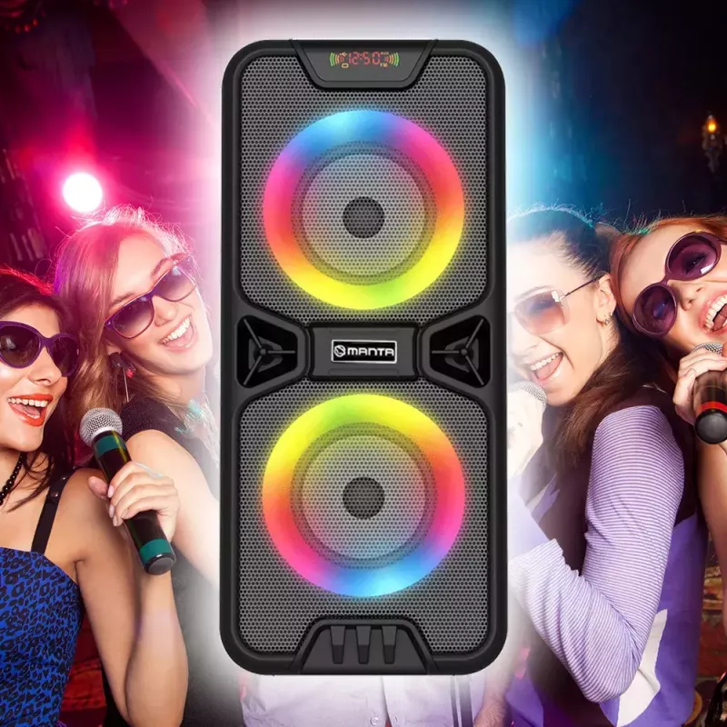 Kaasaskantav Bluetooth-kõlar MANTA SPK816 — 30W RMS, Bluetooth 5.0, USB/SD/AUX, FM, 4h aku, Must