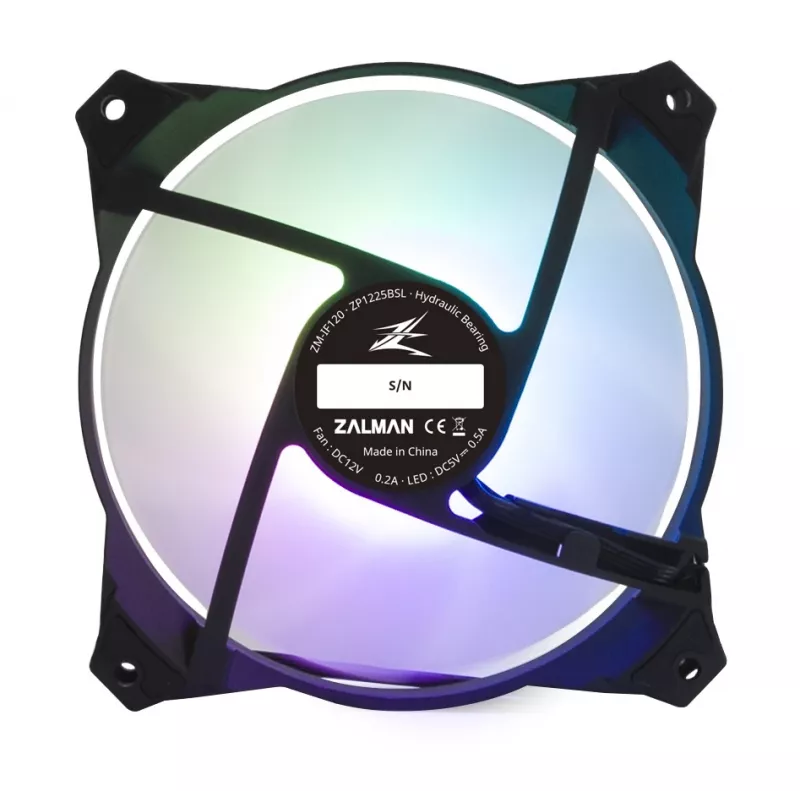 Zalman ZM-IF120 120 mm piimvalge aRGB ventilaator lõpmatuse efektiga 1200 p/min 21,0 dB(A) 55,2 CFM Arvutikorpus 12 cm