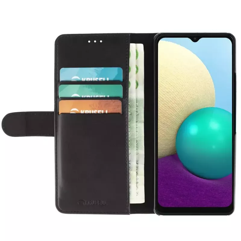 Rahakotiga ümbris Krusell Galaxy A02 16,5 cm Must 3 kaarditaskuga
