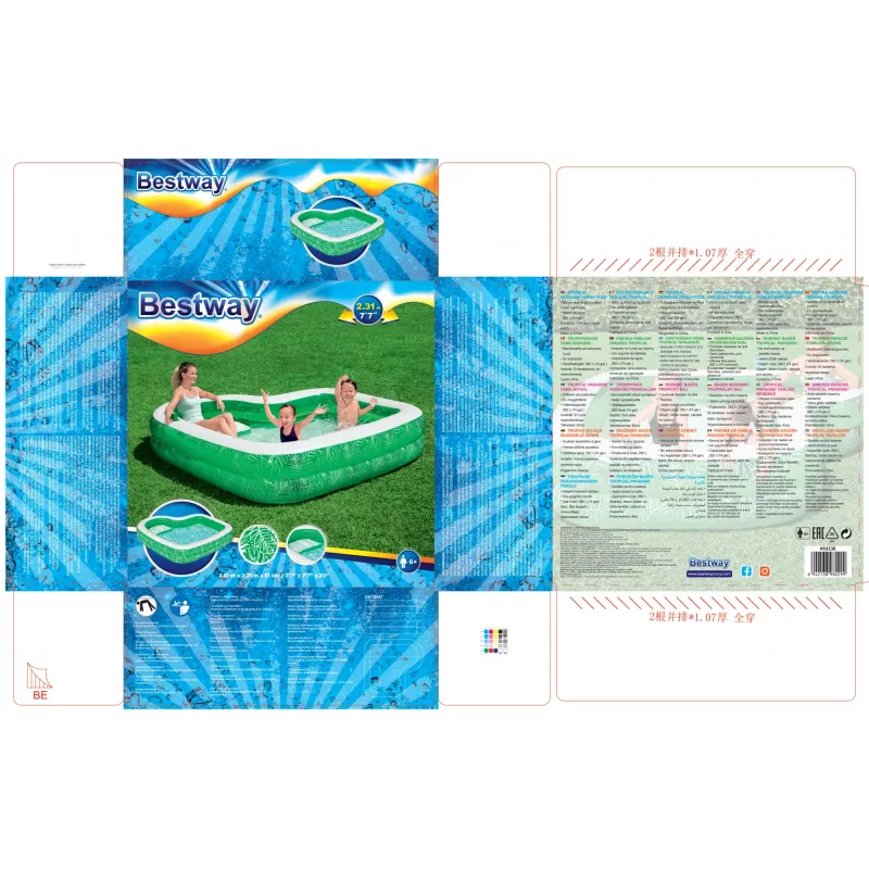 Bestway 7'7 inch x 7'7 inch x 20 inch/2,31m x 2,31m x 51cm Tropical Paradise perebassein