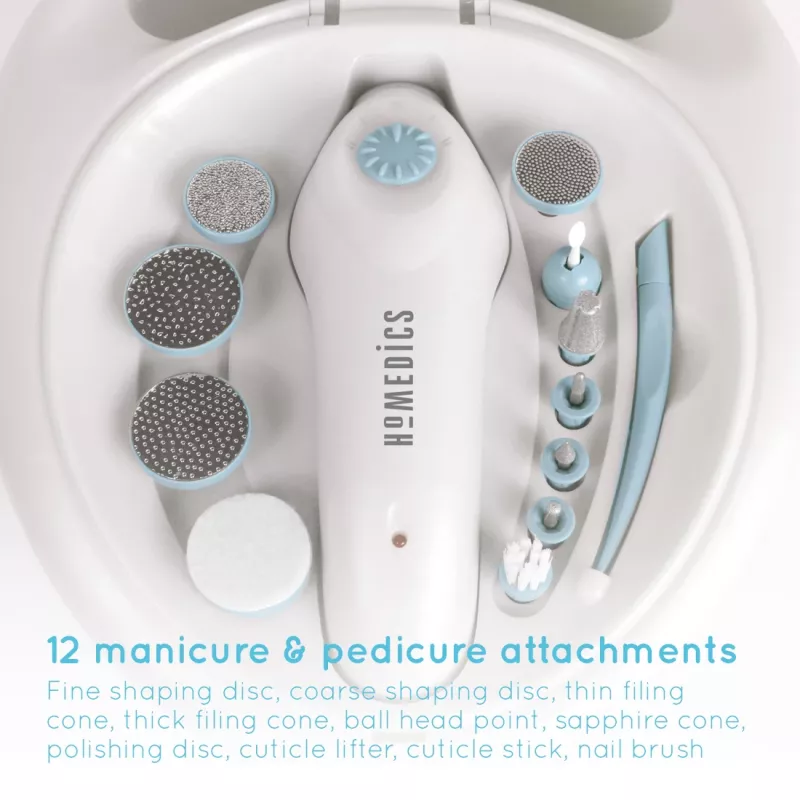 Maniküüri-pediküüri tööriistakomplekt HoMedics MAN-3023A-EU 2 otsakut Plastikust Sinine Valge