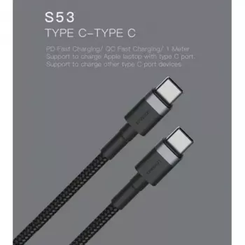 USB-C – USB-C kaabel Orsen S53, 1 m, 3 A, punane