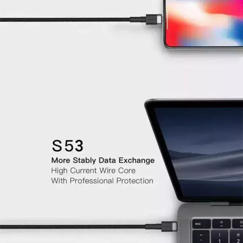 USB-C – USB-C kaabel Orsen S53, 1 m, 3 A, punane