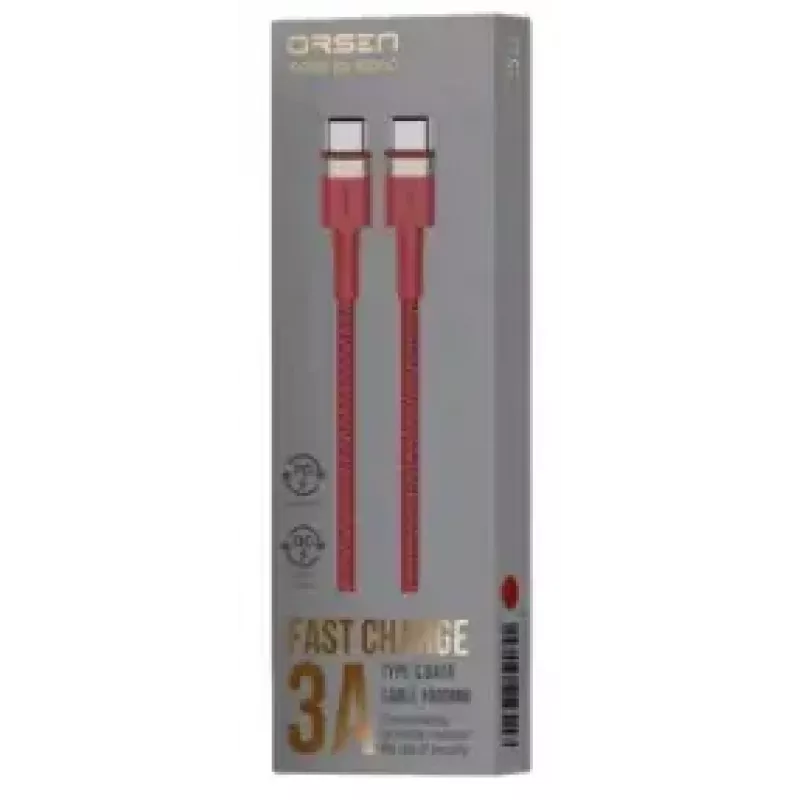 USB-C – USB-C kaabel Orsen S53, 1 m, 3 A, punane
