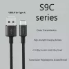 USB-A - USB-C kaabel Orsen S9C 1 m, 2,1 A, must