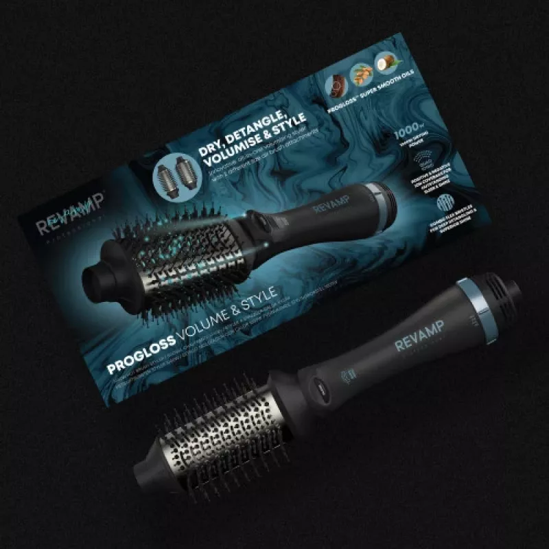 Revamp Progloss Volume & Style Hot Brush Style kuum õhuhari Soe Must 1000 W 3 m
