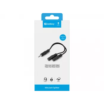 Audiopistik Sandberg MiniJack 1->2 502-16