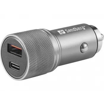 Sandberg Car Charger 1xQC3.0+1xUSB-C 48W, Auto, Sigaretisüütaja, 12 V, Metallik