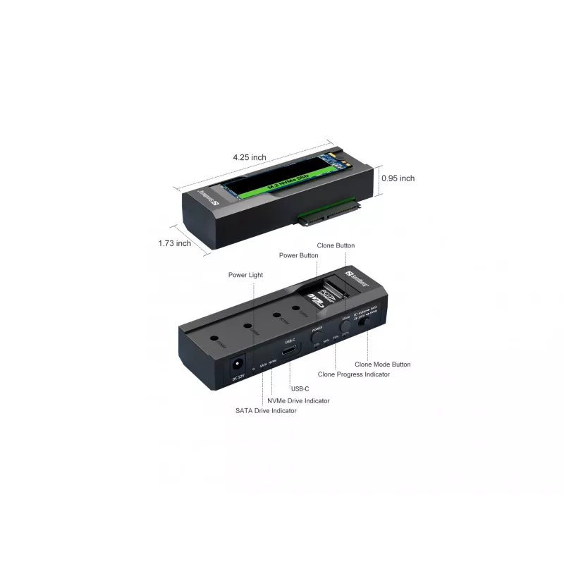 Sandberg USB 3.2 kloonija ja dokk M2 + NVMe + SATA jaoks