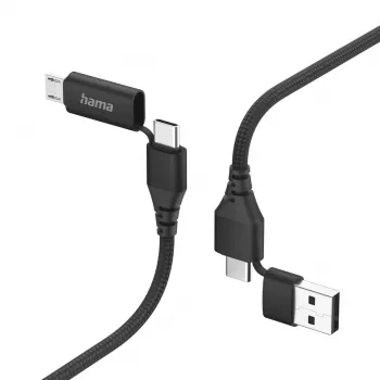 Hama 00201537 USB-kaabel USB 2.0 1,5 m USB A/USB C USB C/Micro-USB B Must