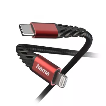 Hama Extreme Lightning to USB C kaabel 1,5m 3A Must Punane