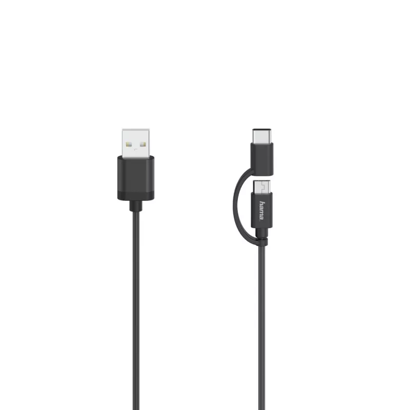 Hama 00200616 USB-kaabel USB 2.0 0,75 m USB A USB C/Micro-USB A Must