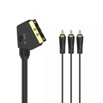 Hama 00205156 SCART-kaabel 1,5 m 3 x RCA Must