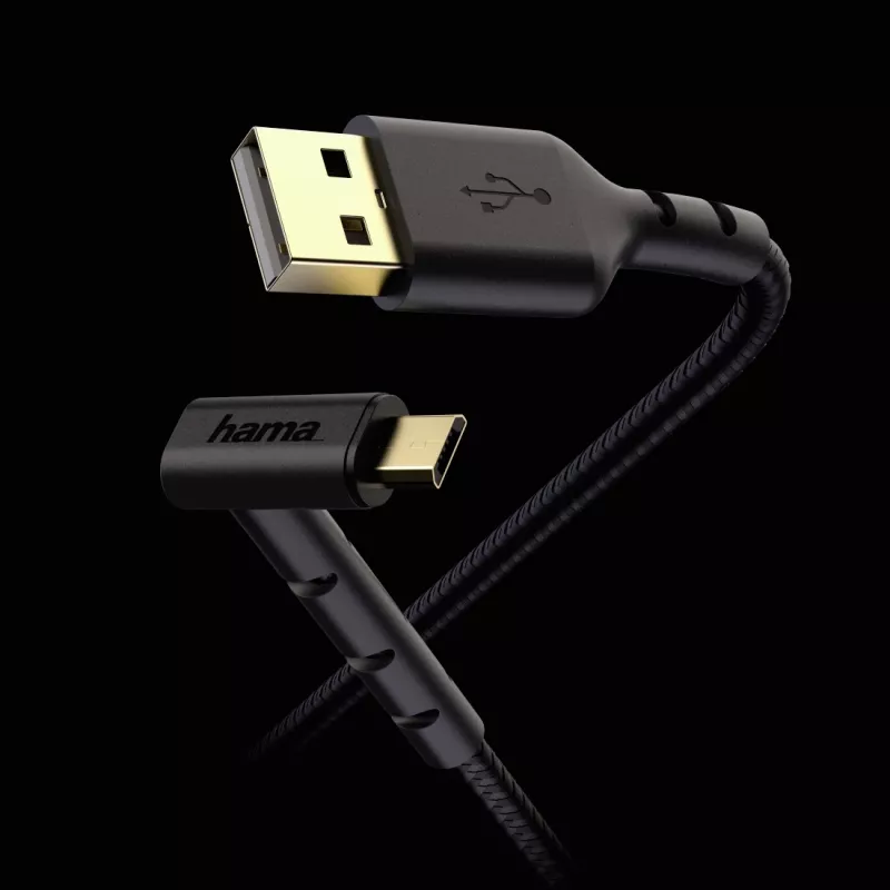 Hama Stand USB-kaabel USB 2.0 1,5 m USB A Micro-USB B Must