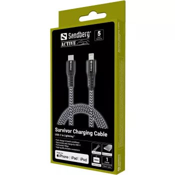 Sandberg Survivor USB-C PD>Lightning 1M kaabel 1m 28g