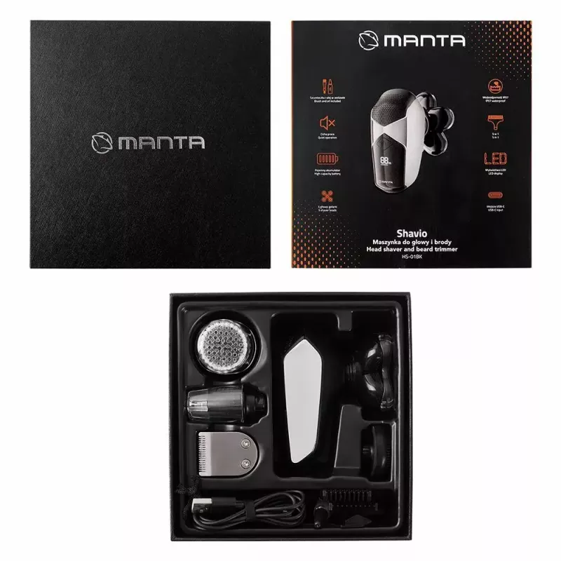 Manta HS-01BK Shavio pea- ja habemeajamiskomplekt, must/kroom