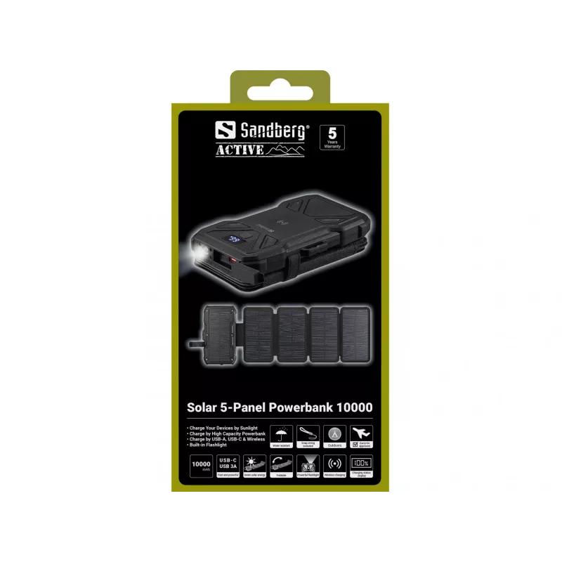 Kaasaskantav akupank Sandberg Solar 5-Panel 10000 mAh