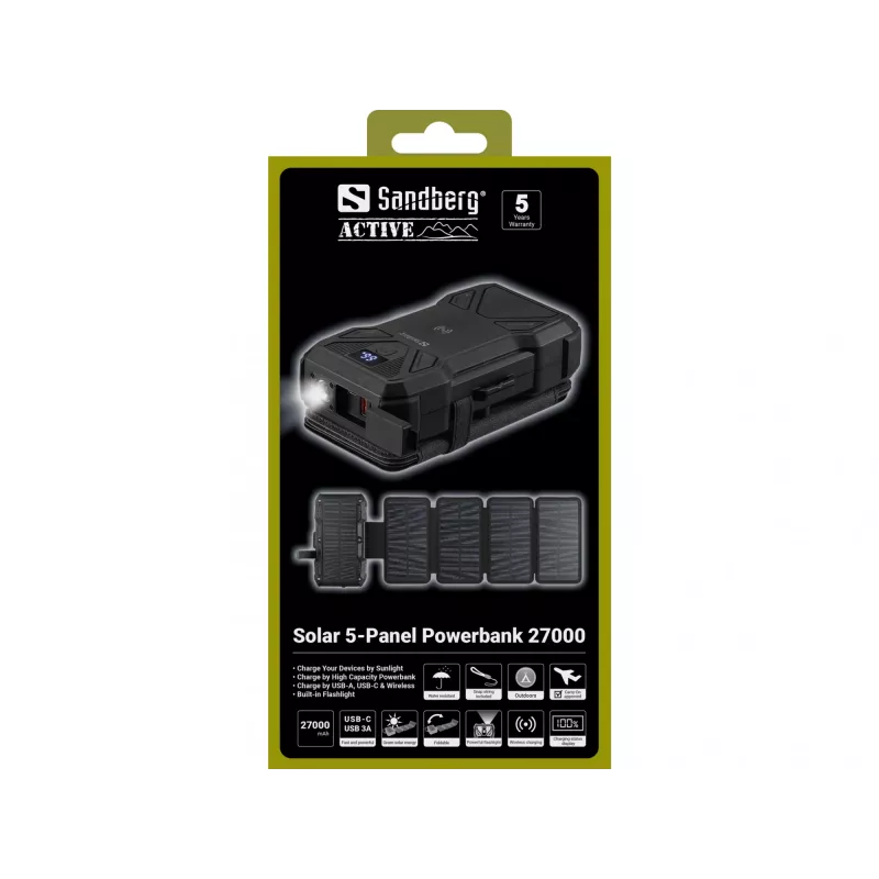 Kaasaskantav akupank Sandberg Solar 5-Panel 27000 mAh