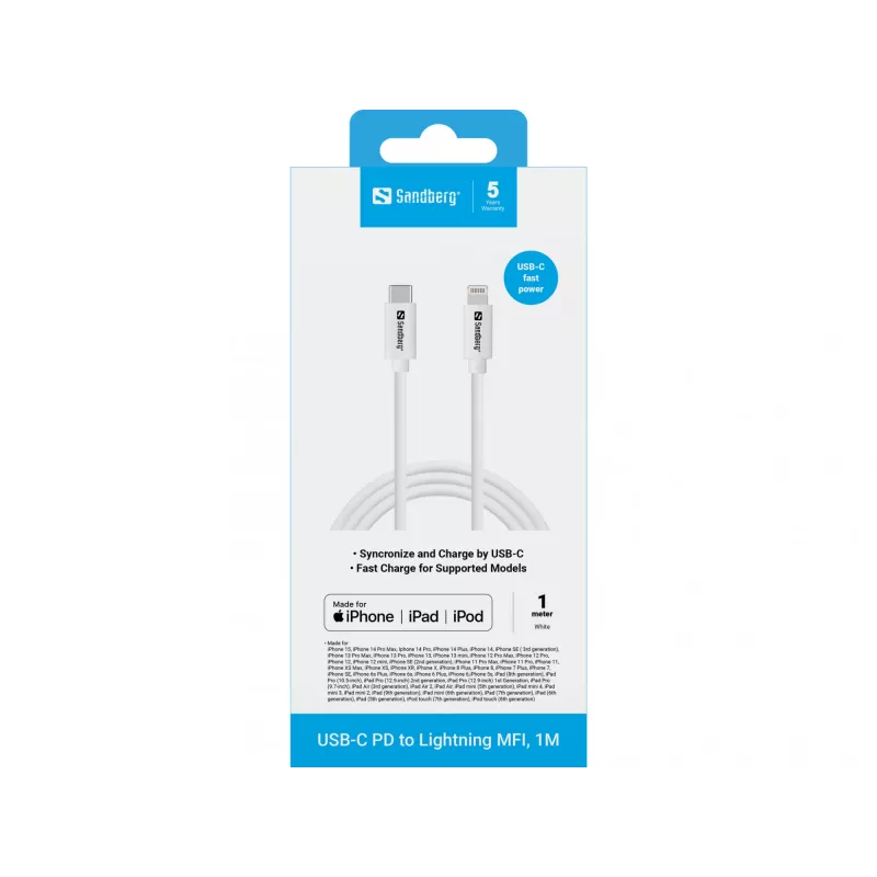 Sandberg USB-C PD to Lightning MFI 1M kaabel 1m Lightning USB C