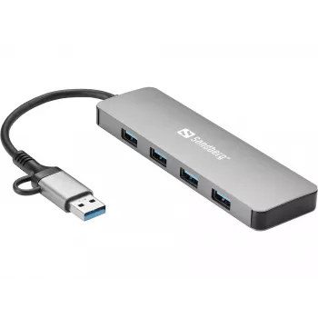 Sandberg USB-C/A kuni 4xUSB 3.0 jaotur alumiinium 5000 Mbit/s
