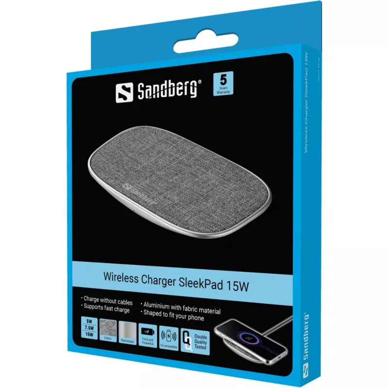 Juhtmevaba laadija Sandberg SleekPad 15W siseruumidesse USB universaalne