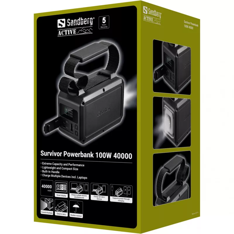 Kaasaskantav akupank Sandberg Survivor 100W 40000mAh
