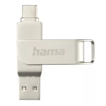 Hama C-Rotate Pro USB-mälupulk 128 GB USB Type-A / USB USB-C 3.2 Gen 1 (3.1 Gen 1) Hõbedane