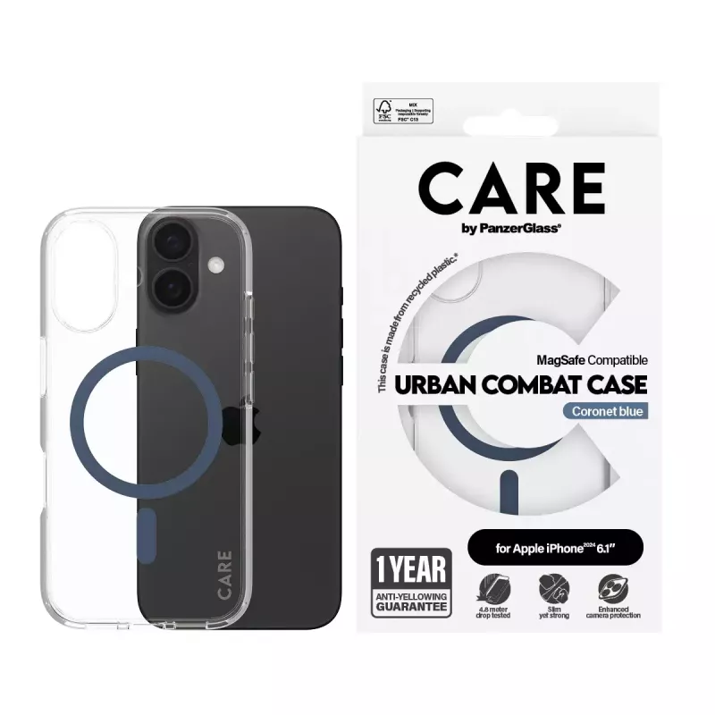 Cover PanzerGlass CARE by Flagship Case Läbipaistev Urban Combat Sinine MagSafe iPhone '24 6.1 toll