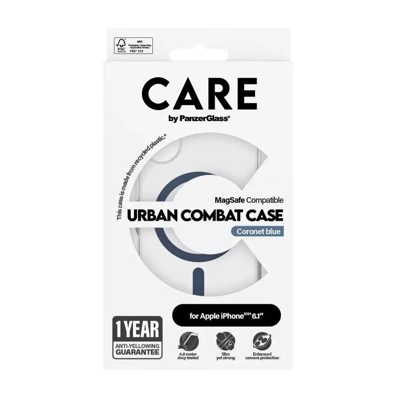 Cover PanzerGlass CARE by Flagship Case Läbipaistev Urban Combat Sinine MagSafe iPhone '24 6.1 toll
