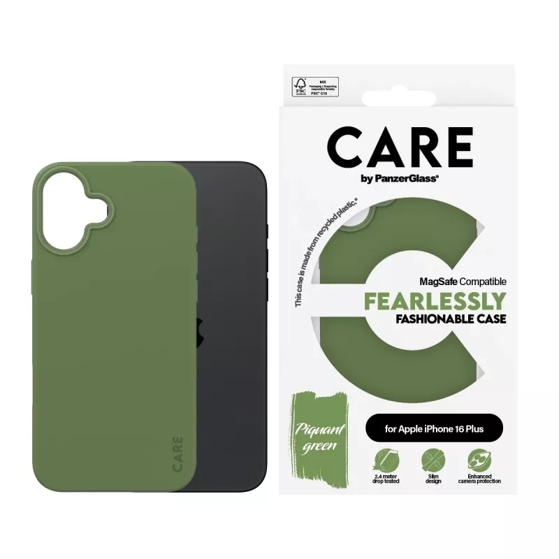 PanzerGlass CARE™ by ® ümbris roheline MagSafe'iga iPhone 16 Plus, kate, Apple, Apple - iPhone 16 Plus, roheline