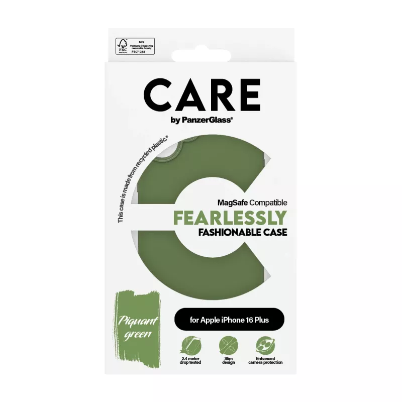PanzerGlass CARE™ by ® ümbris roheline MagSafe'iga iPhone 16 Plus, kate, Apple, Apple - iPhone 16 Plus, roheline