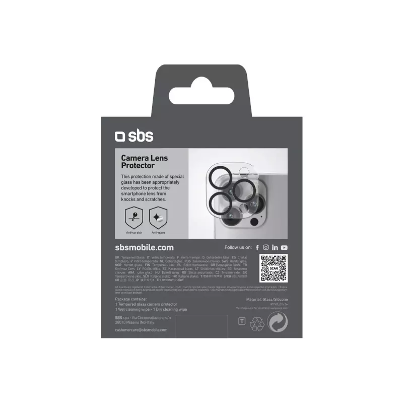 Ekraani- ja kaamerakaitse SBS TECAMGLIP16PK iPhone 16 Pro/Pro Max jaoks, kriimustuskindel, läbipaistev