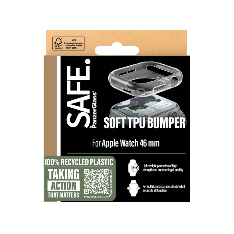 PanzerGlass SAFE. by ® TPU Bumper läbipaistev Apple Watch Series 11 | 10 | 46mm