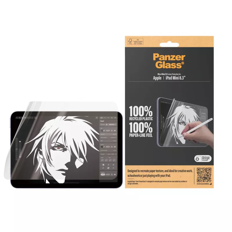 PanzerGlass ® GraphicPaper® ekraanikaitse iPad Mini 8.3 tolli (2021, 2024) | Ultra-Wide Fit