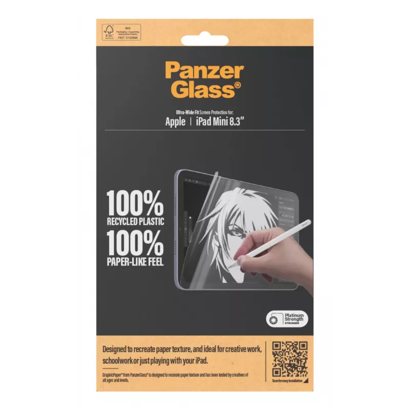 PanzerGlass ® GraphicPaper® ekraanikaitse iPad Mini 8.3 tolli (2021, 2024) | Ultra-Wide Fit