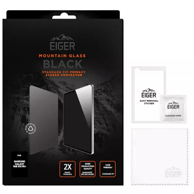 Eiger Mountain Black privaatsusega ekraanikaitse Samsung Galaxy Tab S10 FE+ tahvelarvutile