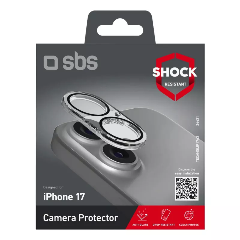 Ekraani ja kaamera objektiivi kaitse SBS TECAMGLIP1763 Apple iPhone 17/16 jaoks, põrutuskindel ja kriimustuskindel