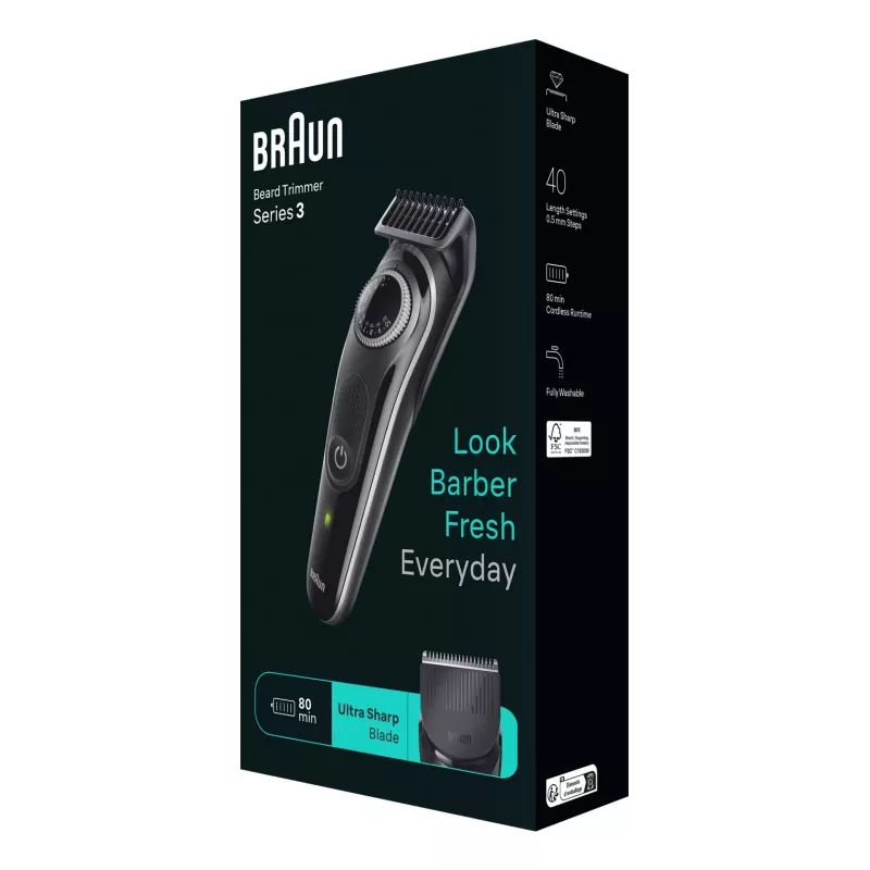 Braun BeardTrimmer 3 habemetrimmer 3 BT3440, pestav, aku, must