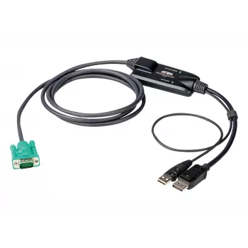 ATEN DisplayPort konsoolimuundur, 1,8 m, USB, DisplayPort, Must, USB Type A + DisplayPort, SPHD-15