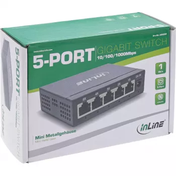 InLine Gigabit võrgulüliti 5 pordiga, 1 Gb/s, lauaarvuti, metallist korpus, ventilaatorivaba