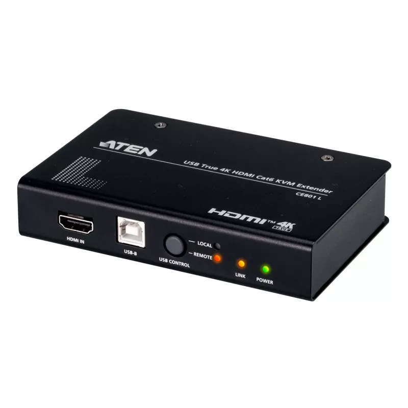 AV KVM pikendaja ATEN CE801 — USB True 4K HDMI üle Cat6 (4K @ 70 m / FHD @ 100 m), HDMI ja USB Type-A, must